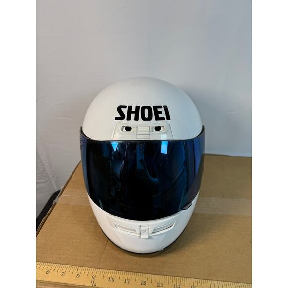 Shoei RF-700 Full Face Motorcycle Helmet White Blue Mirrored Visor DOT SNELL - Picture 2 of 8